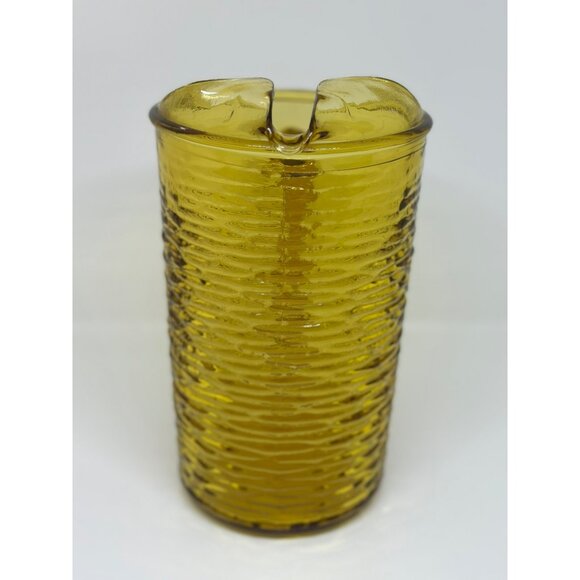 VTG Anchor Hocking Soreno Amber Glass Pitcher – Honey Amber 9"x7.5" Pressed 80s - Picture 4 of 8